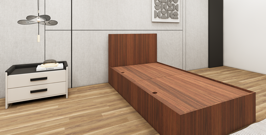 American Walnut Single Bed with Storage – Compact Wooden Bedframe
