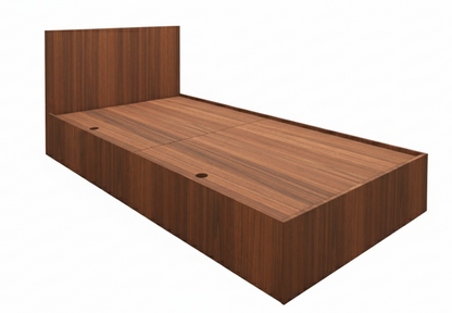 American Walnut Finish Single Bed with Storage – Compact Wooden Bedframe