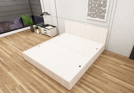 Modern Oak King Size Bed with Storage – Contemporary Wooden Bedframe
