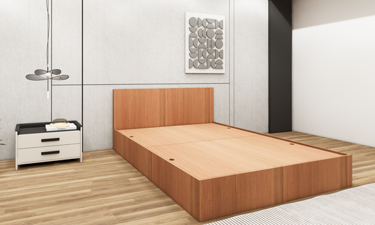 Burma Teak King Size Bed with Storage – Solid Wood Premium Bedframe