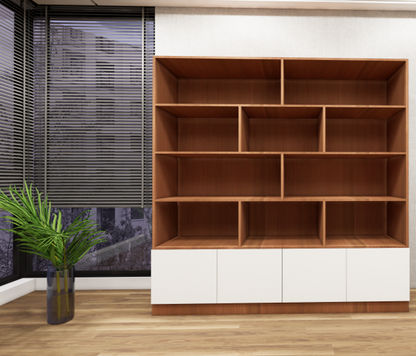 Burma Teak & Wool Bookshelf – Premium Open Bookcase