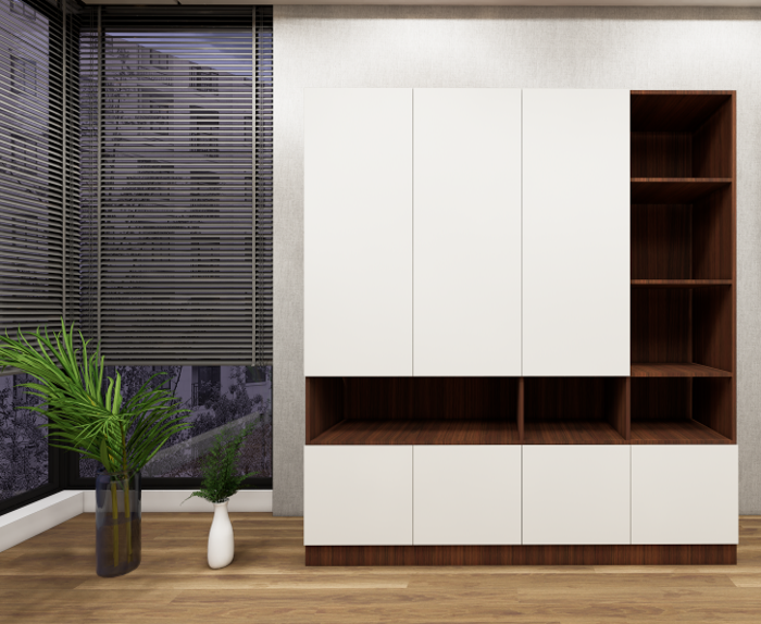 American Walnut & Wool Bookshelf – Modern Display Unit