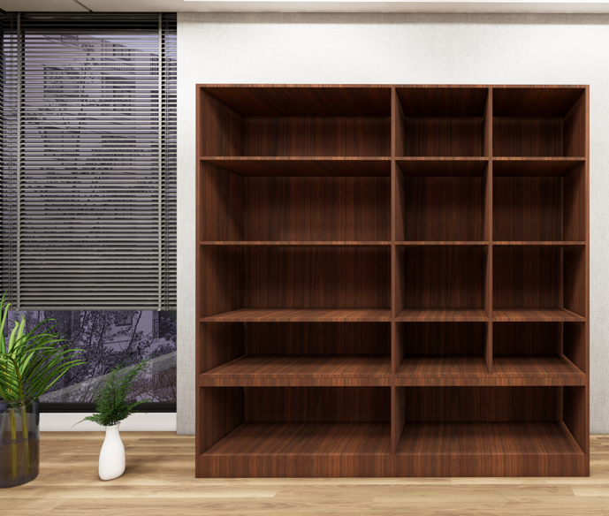 American Walnut & Wool Bookshelf – Modern Display Unit