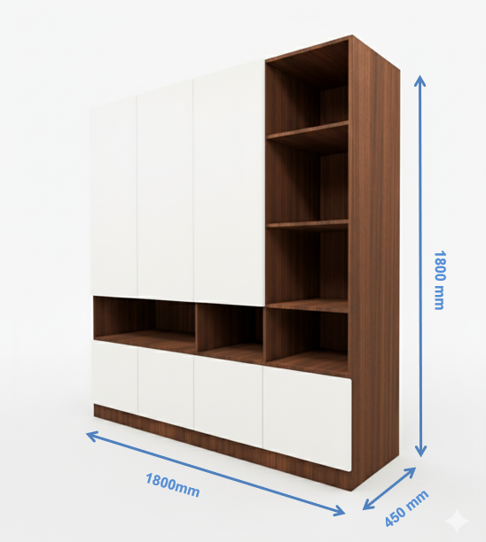American Walnut & Wool Bookshelf – Modern Display Unit