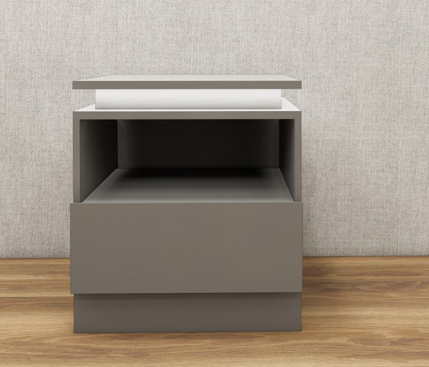 Dust Finish Bedside Table with Floating Top Design