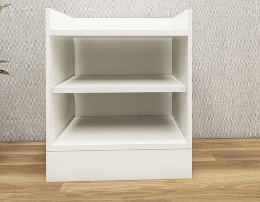 Modern Wool White Finish Bedside Table with Dual Shelves for Bedroom