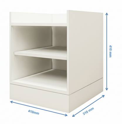 Modern Wool White Finish Bedside Table with Dual Shelves for Bedroom