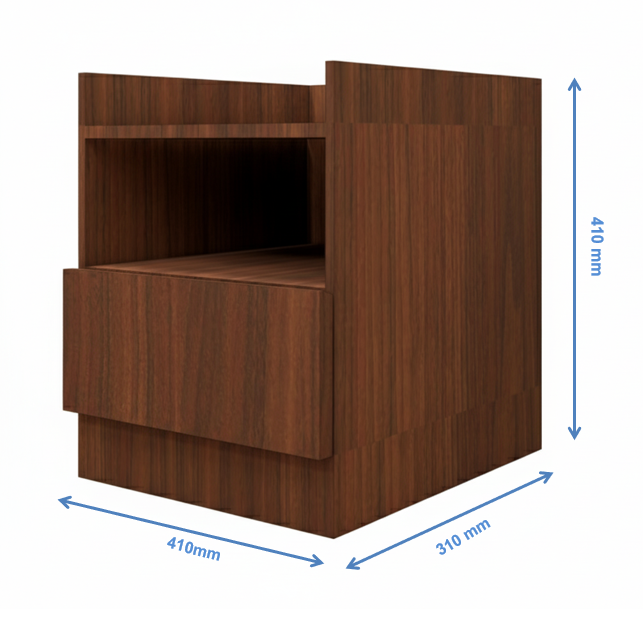 Contemporary American Walnut Finish Bedside Table with Open Compartment
