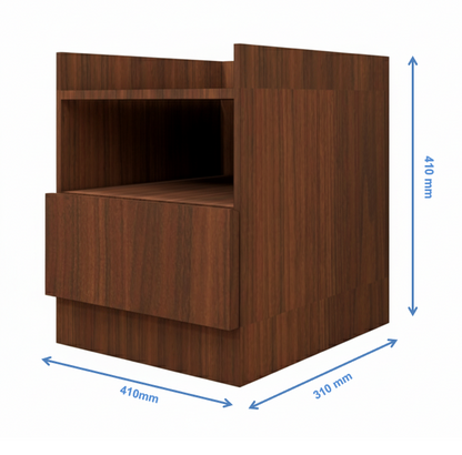 Contemporary American Walnut Finish Bedside Table with Open Compartment