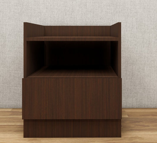 Contemporary Rich Walnut Finish Bedside Table with Open Compartment