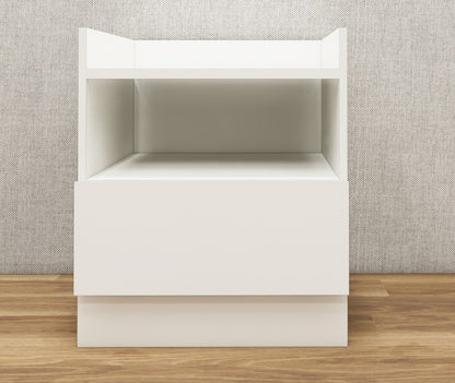 Contemporary Wool White Finish Bedside Table with Open Compartment