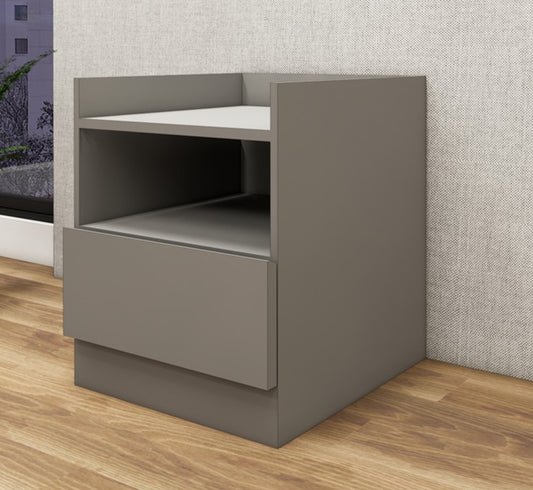 Contemporary Dust Finish Bedside Table with Open Compartment