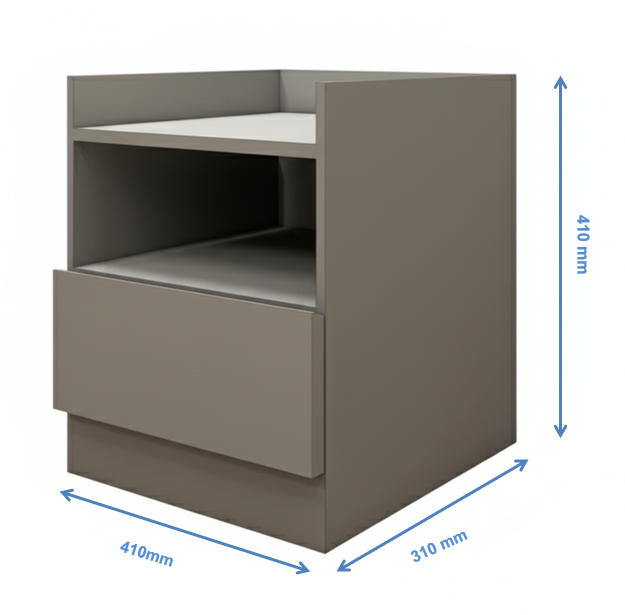 Contemporary Dust Finish Bedside Table with Open Compartment