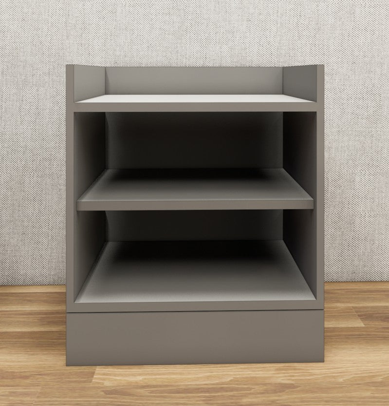 Modern Dust Finish Bedside Table with Dual Shelves for Bedroom