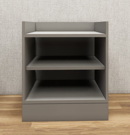 Modern Dust Finish Bedside Table with Dual Shelves for Bedroom