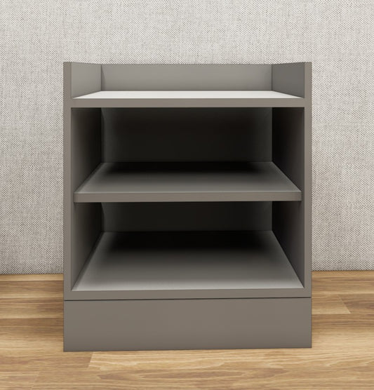 Modern Dust Finish Bedside Table with Dual Shelves for Bedroom