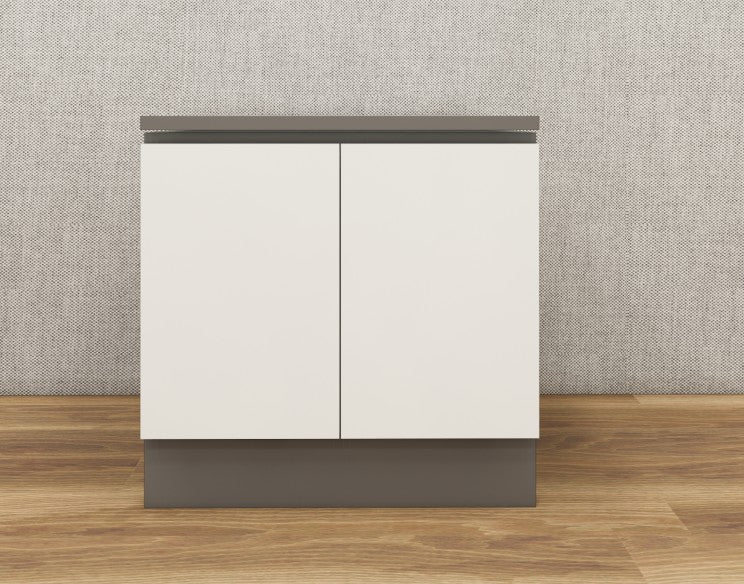 Dust & Wool White Door Finish Bedside Table with Dual Door Storage