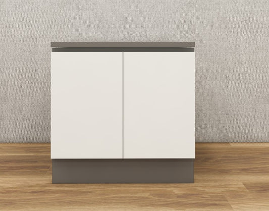 Dust & Wool White Door Finish Bedside Table with Dual Door Storage