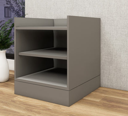 Modern Dust Finish Bedside Table with Dual Shelves for Bedroom