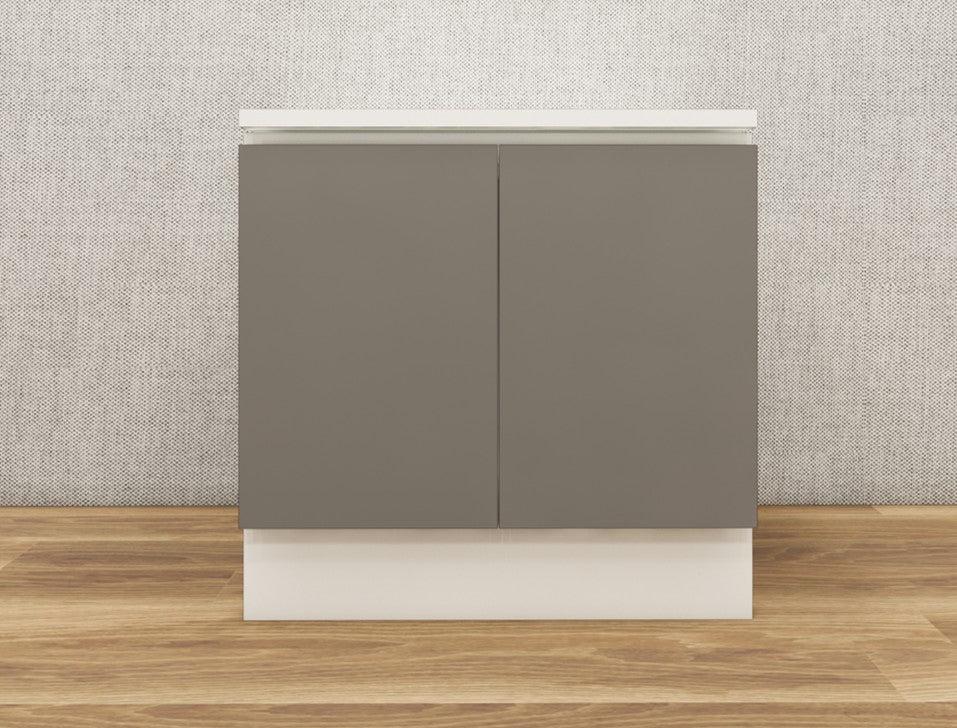 Wool White & Dust Door Finish Bedside Table with Dual Door Storage