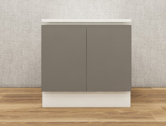 Wool White & Dust Door Finish Bedside Table with Dual Door Storage