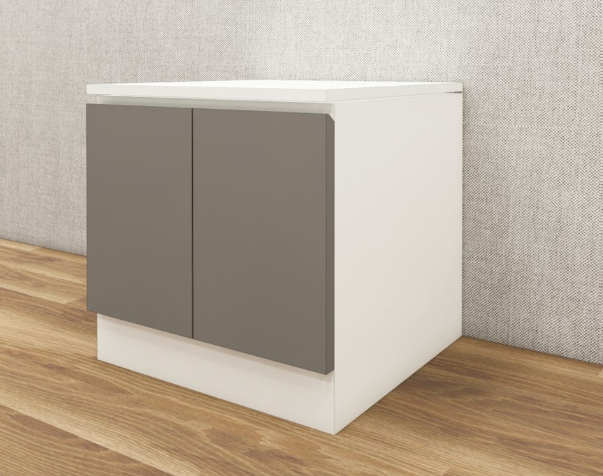 Wool White & Dust Door Finish Bedside Table with Dual Door Storage