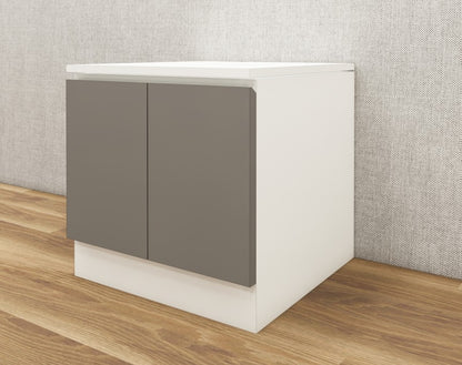 Wool White & Dust Door Finish Bedside Table with Dual Door Storage