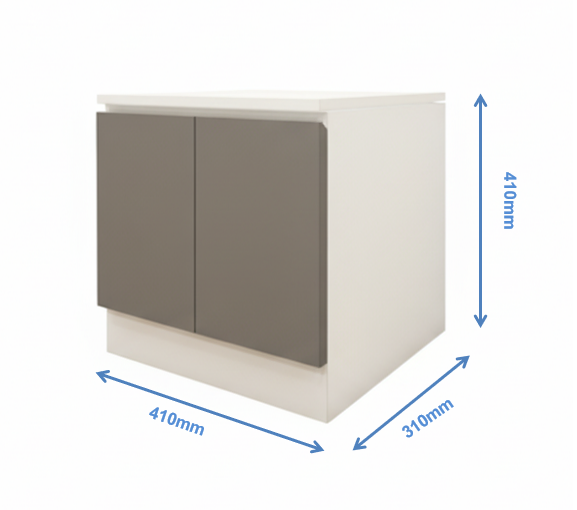 Wool White & Dust Door Finish Bedside Table with Dual Door Storage