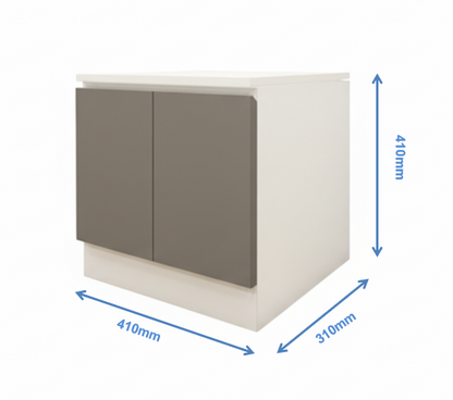 Wool White & Dust Door Finish Bedside Table with Dual Door Storage