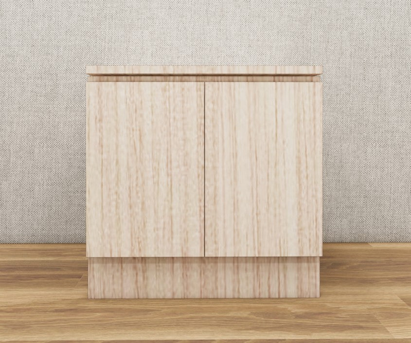 Modern Oak Finish Bedside Table with Dual Door Storage