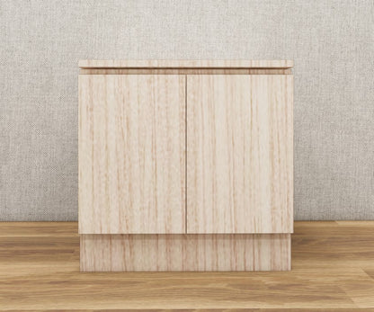 Modern Oak Finish Bedside Table with Dual Door Storage