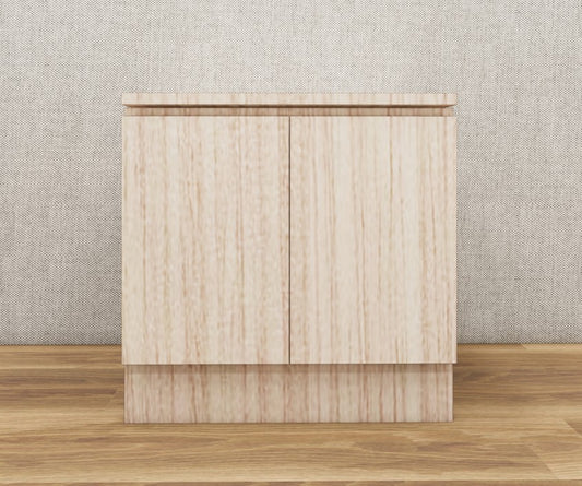 Modern Oak Finish Bedside Table with Dual Door Storage