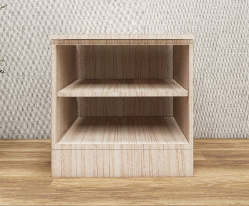 Modern Oak Finish Bedside Table with Dual Door Storage