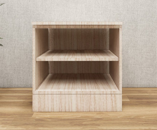 Modern Oak Finish Bedside Table with Dual Door Storage