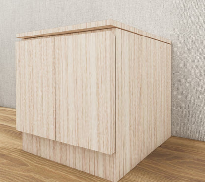 Modern Oak Finish Bedside Table with Dual Door Storage