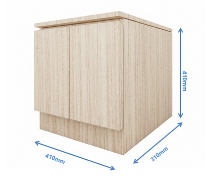 Modern Oak Finish Bedside Table with Dual Door Storage