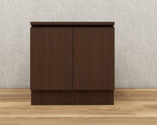 Rich Walnut Finish Bedside Table with Dual Door Storage
