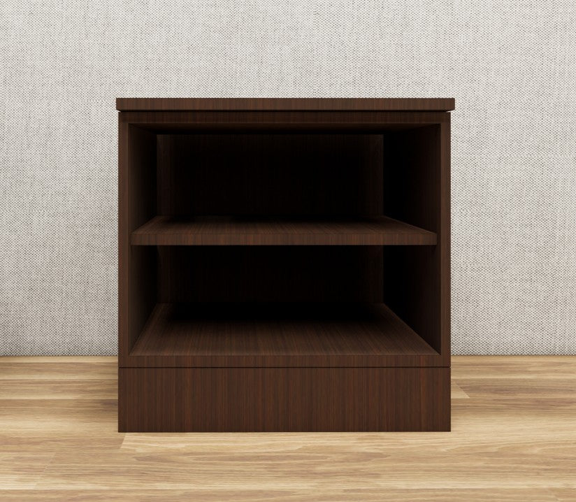 Rich Walnut Finish Bedside Table with Dual Door Storage