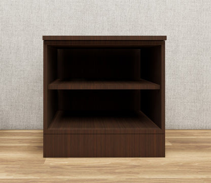 Rich Walnut Finish Bedside Table with Dual Door Storage