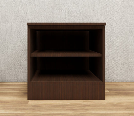 Rich Walnut Finish Bedside Table with Dual Door Storage