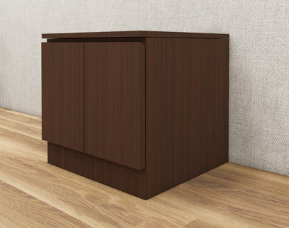 Rich Walnut Finish Bedside Table with Dual Door Storage