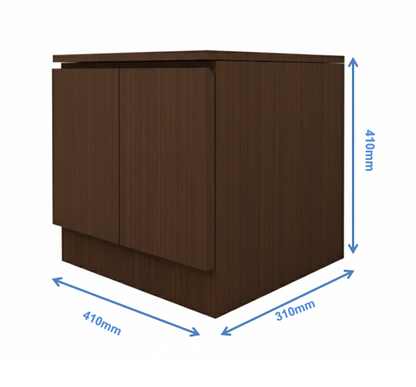 Rich Walnut Finish Bedside Table with Dual Door Storage