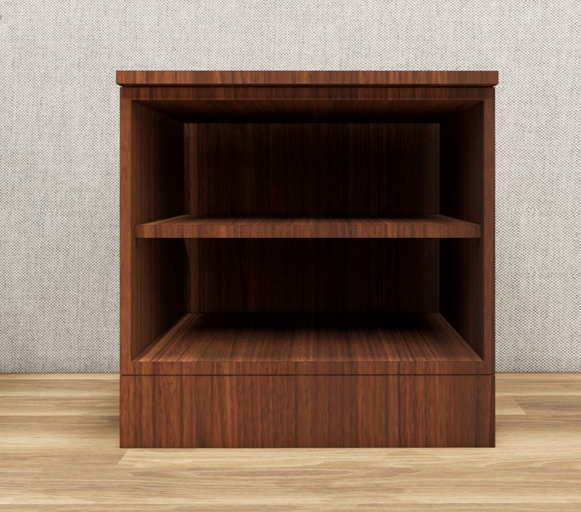 American Walnut & Wool White Door Finish Bedside Table with Dual Door Storage