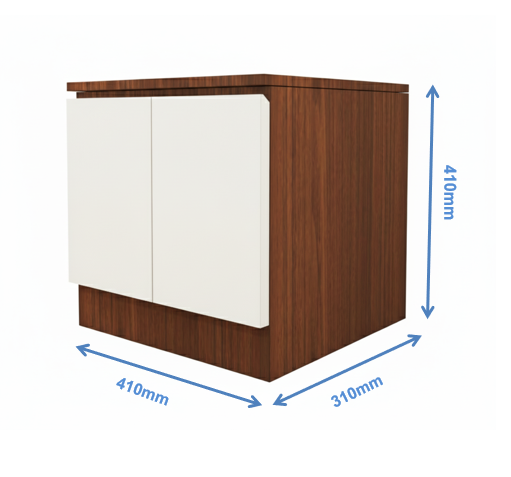 American Walnut & Wool White Door Finish Bedside Table with Dual Door Storage