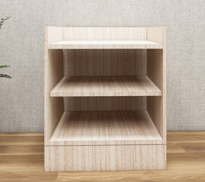 Modern Oak Finish Bedside Table with Dual Shelves for Bedroom