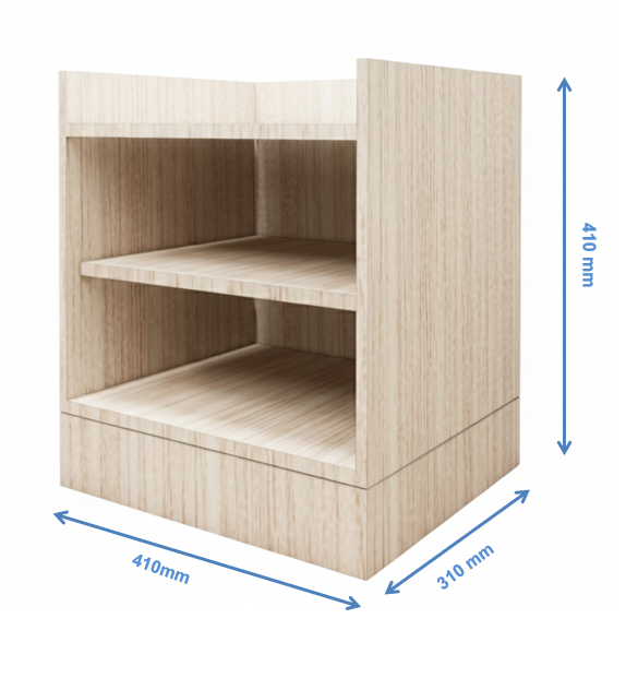 Modern Oak Finish Bedside Table with Dual Shelves for Bedroom