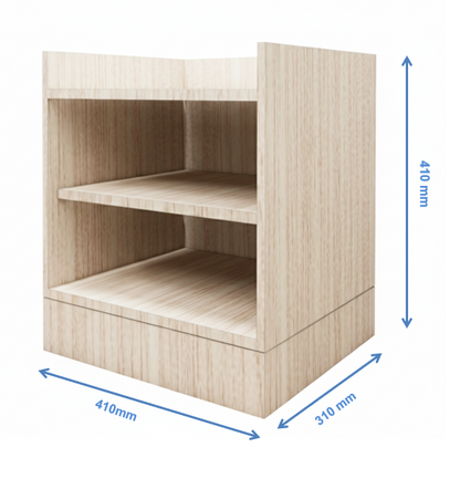 Modern Oak Finish Bedside Table with Dual Shelves for Bedroom