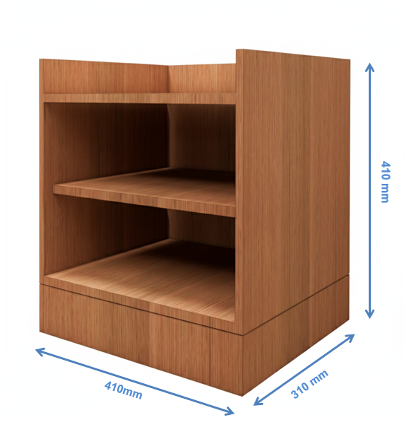 Modern Burma Teak Finish Bedside Table with Dual Shelves for Bedroom