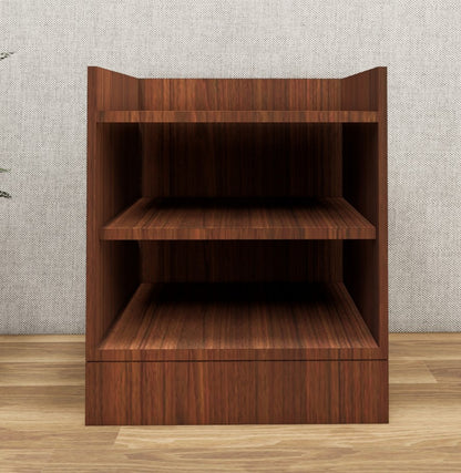 Modern American Walnut Finish Bedside Table with Dual Shelves for Bedroom