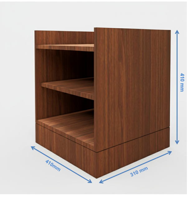 Modern American Walnut Finish Bedside Table with Dual Shelves for Bedroom